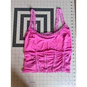 Forever 21+ Pink Ruffle Mesh Corset Top 0X Coquette Soft Girl